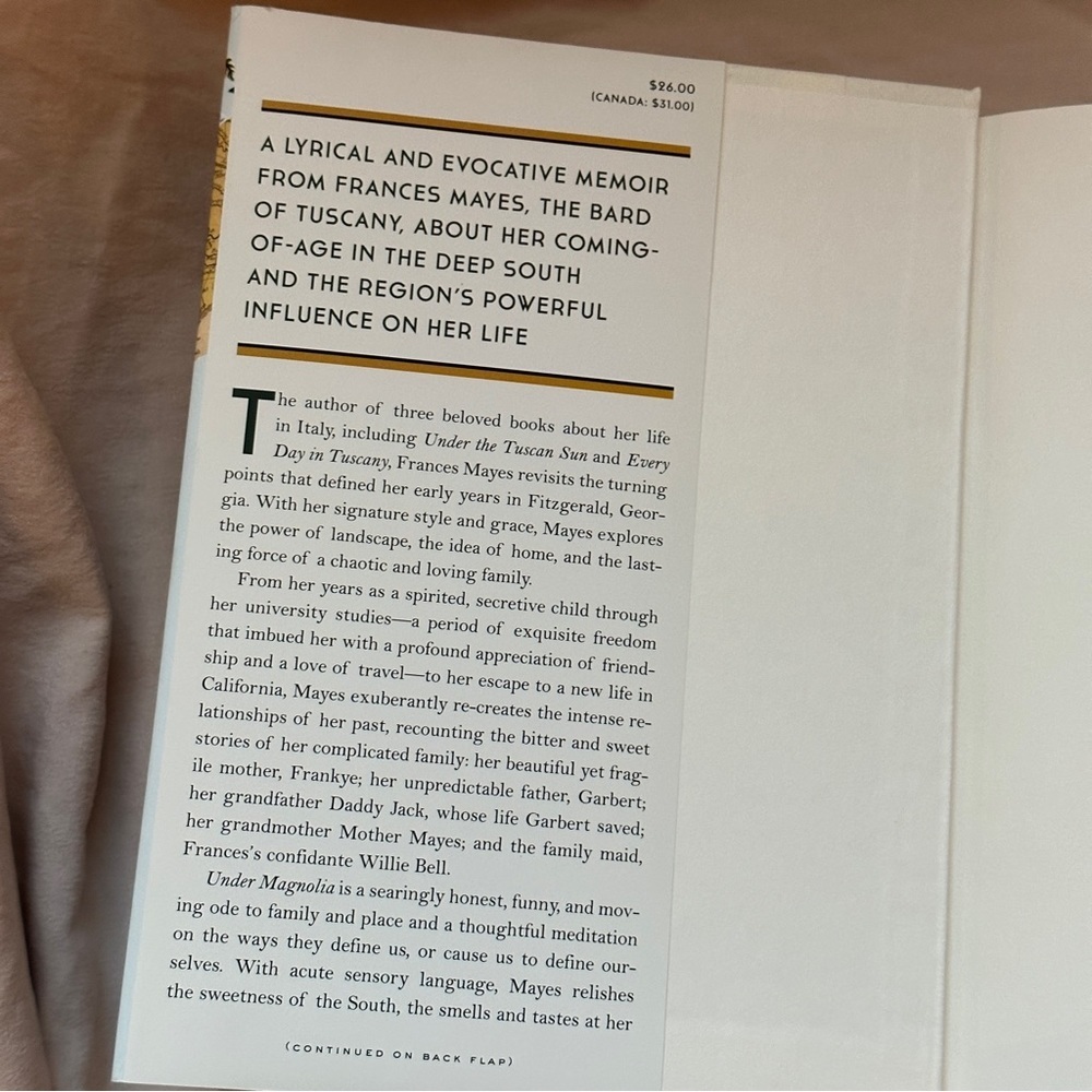 π’ Under Magnolia: A Southern Memoir by Frances Mayes | Memoir | Hardcover Book - Picture 4 of 6